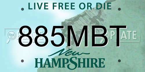 885MBT New Hampshire License Plate