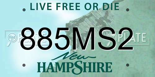 885MS2 New Hampshire License Plate