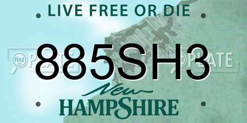 885SH3 New Hampshire License Plate