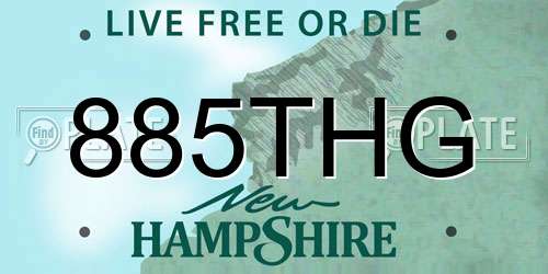 885THG New Hampshire License Plate