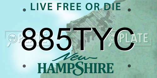 885TYC New Hampshire License Plate
