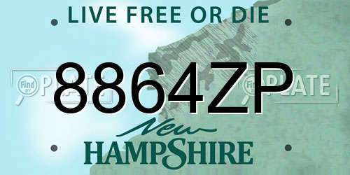 8864ZP New Hampshire License Plate