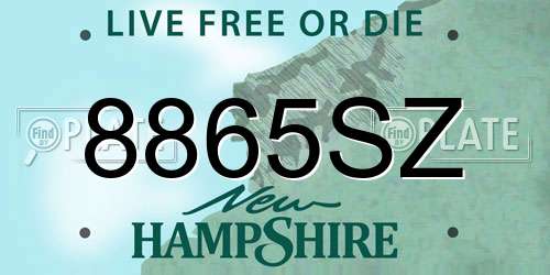 8865SZ New Hampshire License Plate