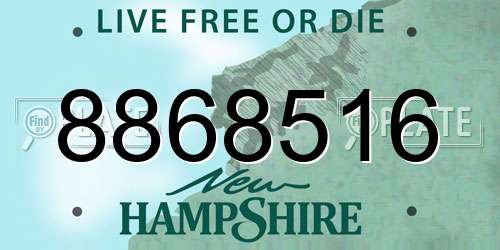 8868516 New Hampshire License Plate