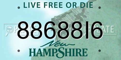 88688I6 New Hampshire License Plate