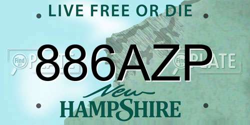 886AZP New Hampshire License Plate