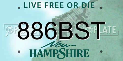 886BST New Hampshire License Plate
