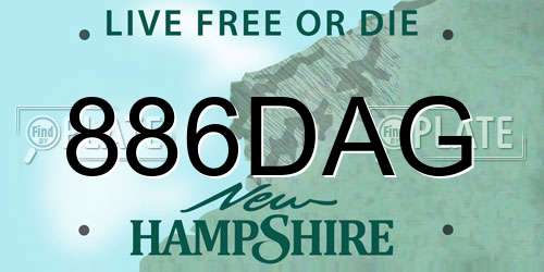 886DAG New Hampshire License Plate