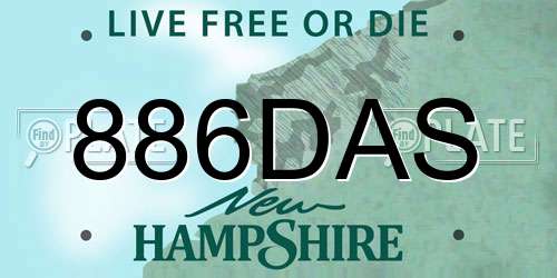 886DAS New Hampshire License Plate