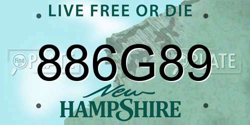 886G89 New Hampshire License Plate