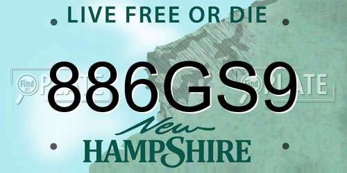 886GS9 New Hampshire License Plate