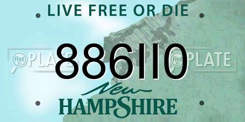 886II0 New Hampshire License Plate