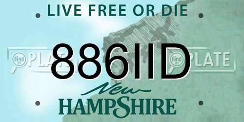 886IID New Hampshire License Plate