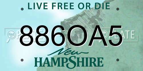 886OA5 New Hampshire License Plate