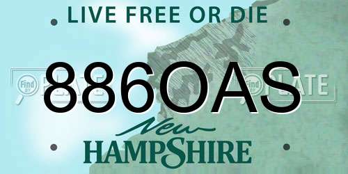 886OAS New Hampshire License Plate