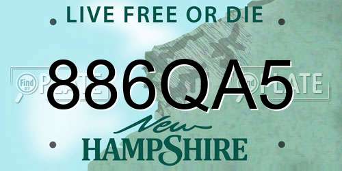 886QA5 New Hampshire License Plate