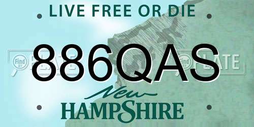 886QAS New Hampshire License Plate