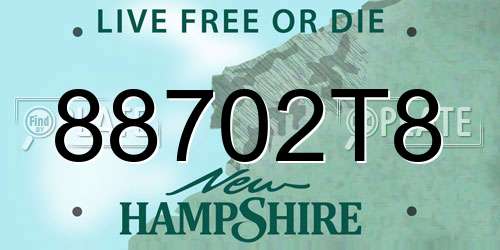 88702T8 New Hampshire License Plate