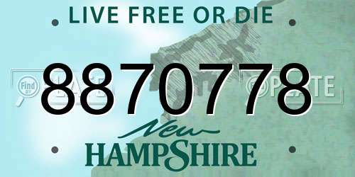 8870778 New Hampshire License Plate