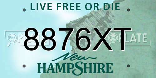 8876XT New Hampshire License Plate
