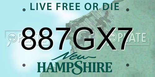 887GX7 New Hampshire License Plate
