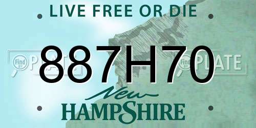 887H70 New Hampshire License Plate