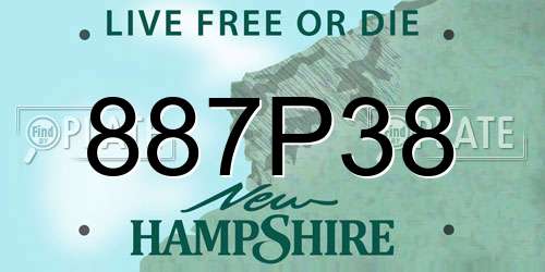 887P38 New Hampshire License Plate