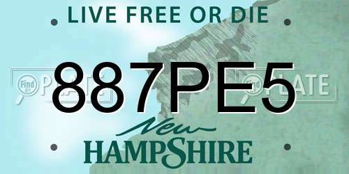887PE5 New Hampshire License Plate
