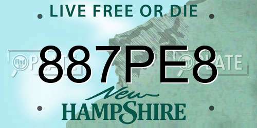 887PE8 New Hampshire License Plate