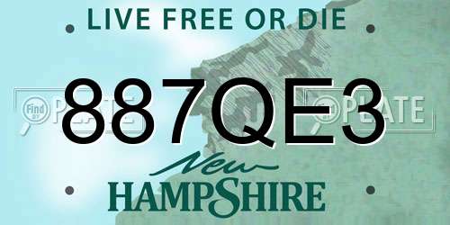 887QE3 New Hampshire License Plate