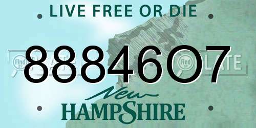 88846O7 New Hampshire License Plate
