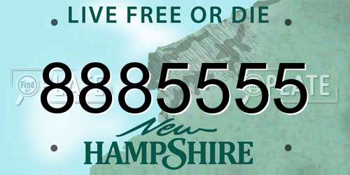 8885555 New Hampshire License Plate