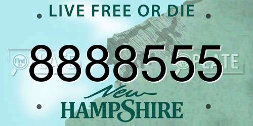 8888555 New Hampshire License Plate