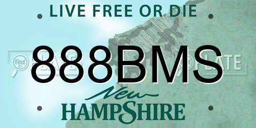 888BMS New Hampshire License Plate