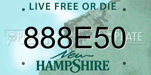 888E50 New Hampshire License Plate