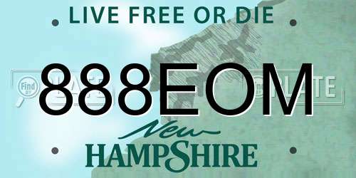 888EOM New Hampshire License Plate
