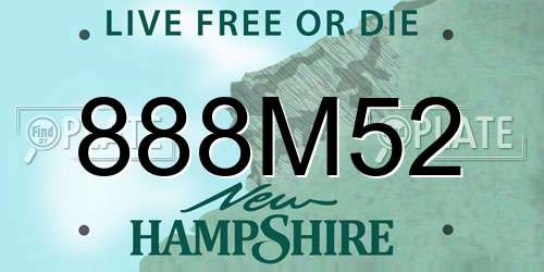 888M52 New Hampshire License Plate