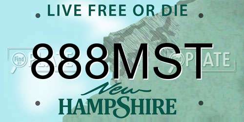 888MST New Hampshire License Plate