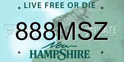 888MSZ New Hampshire License Plate