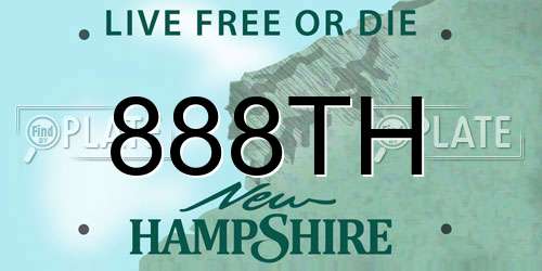 888TH New Hampshire License Plate
