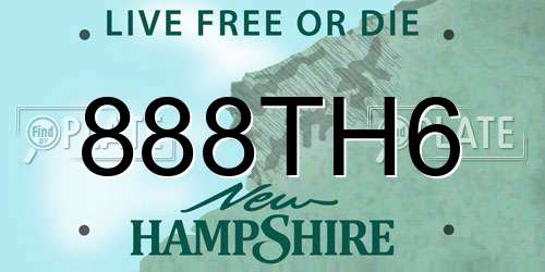 888TH6 New Hampshire License Plate