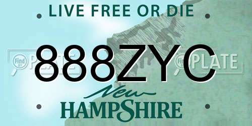 888ZYC New Hampshire License Plate
