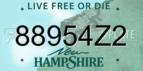 88954Z2 New Hampshire License Plate