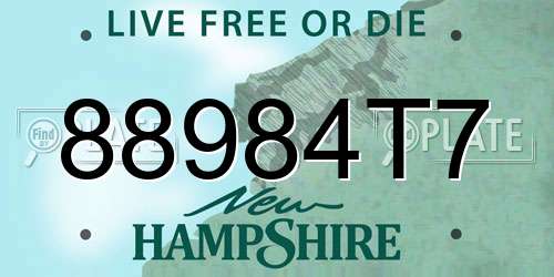 88984T7 New Hampshire License Plate