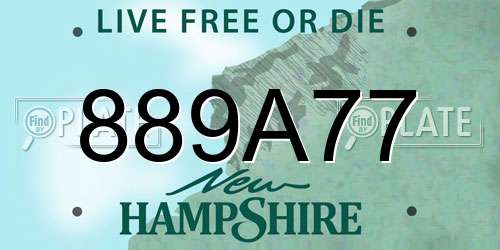889A77 New Hampshire License Plate