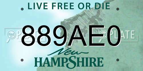 889AE0 New Hampshire License Plate
