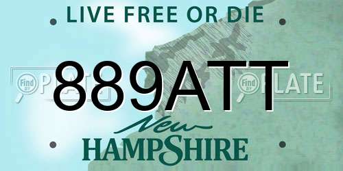 889ATT New Hampshire License Plate