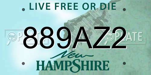 889AZ2 New Hampshire License Plate