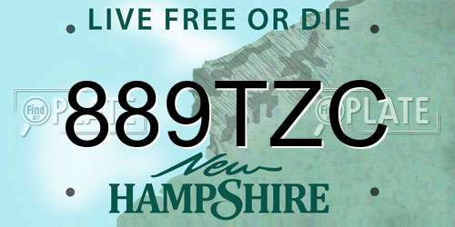 889TZC New Hampshire License Plate