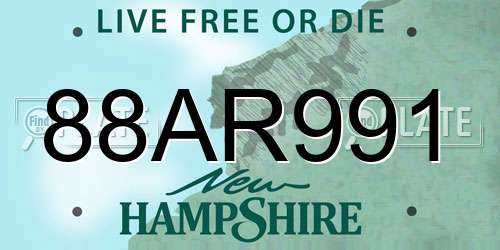 88AR991 New Hampshire License Plate